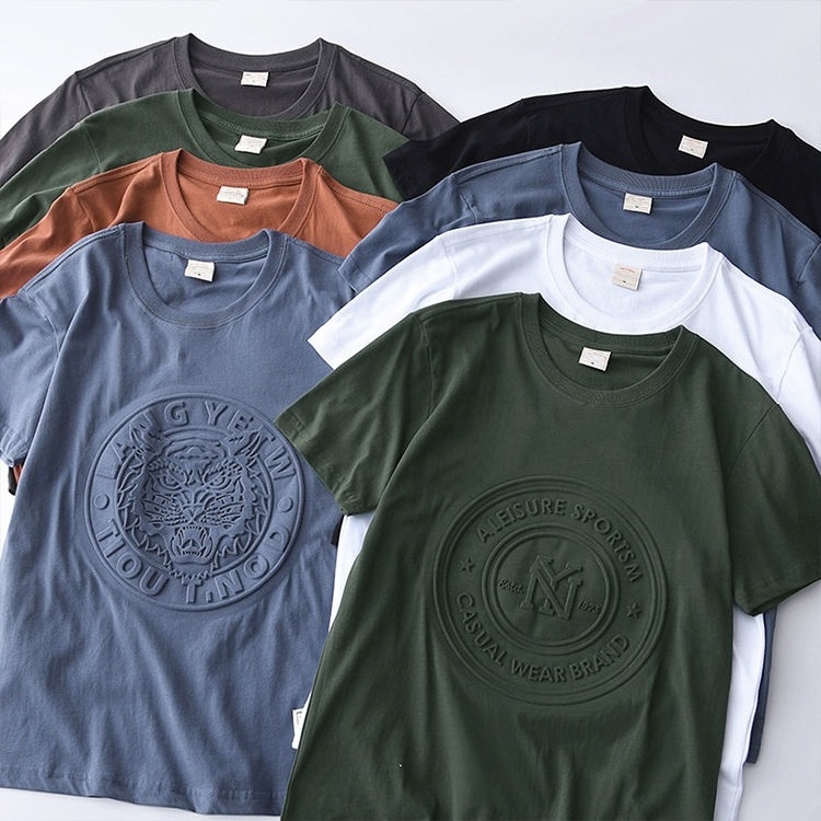 T shirts with logo custom logo printed 100% cotton t shirt 3d embossed printing t shirt   for men