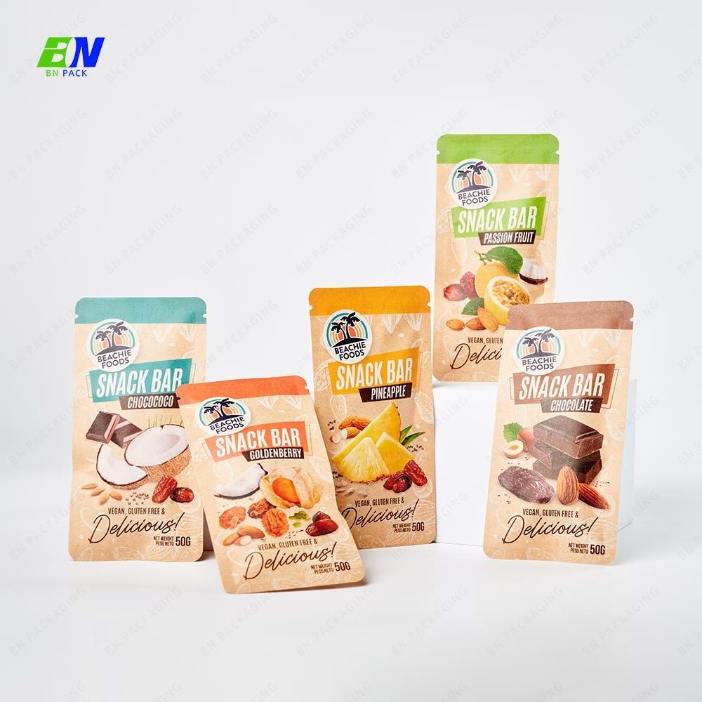 Eco-Friendly Biodegradable Ice Cream Food Packaging Pouch Chocolate 3 Side Seal Pouch Flat Packaging