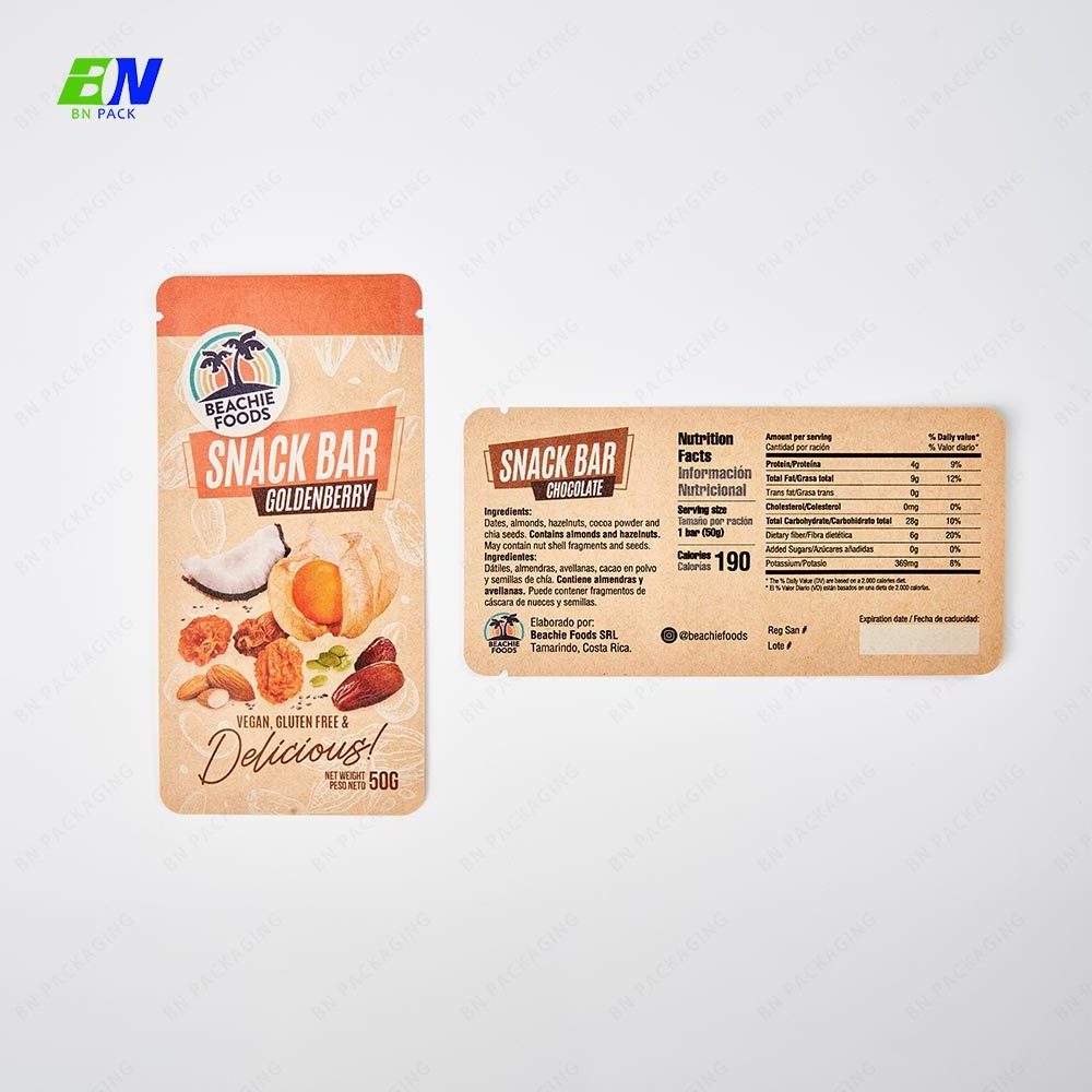 Eco-Friendly Biodegradable Ice Cream Food Packaging Pouch Chocolate 3 Side Seal Pouch Flat Packaging