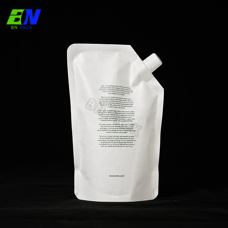 Eco Friendly Kraft Refill Spout Pouch Liquid Hand Soap Stand up Bag Print Cosmetic Kraft Paper Food Package Gravure Printing OEM