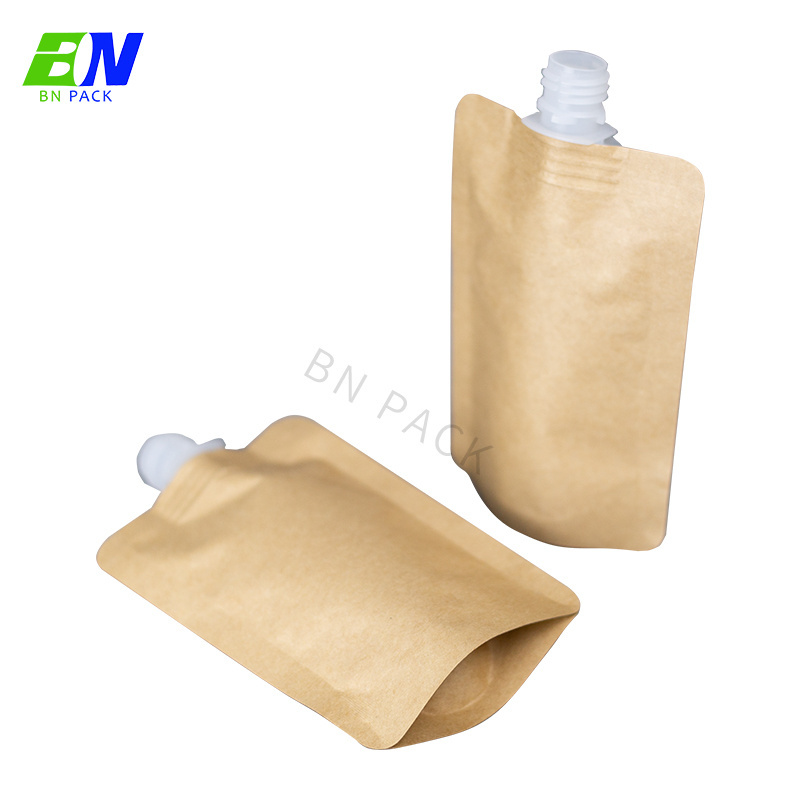 Liquid Pouch Kraft Paper Fruit pouches Liquid Bag Stand Spout Pouch Packaging