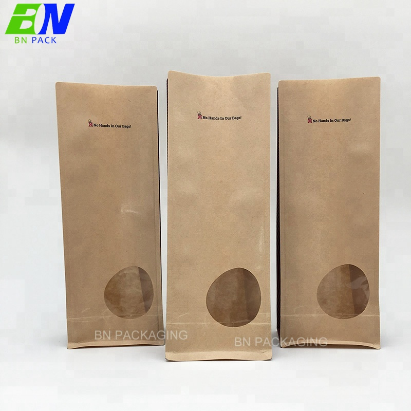 Food grade kraft paper box bottom seasoning sachet packets packaging with oval window