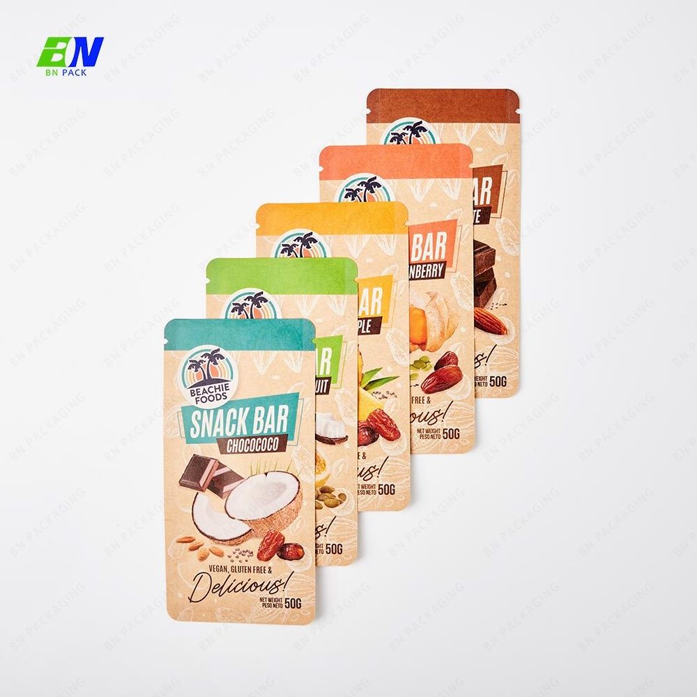 Eco-Friendly Biodegradable Ice Cream Food Packaging Pouch Chocolate 3 Side Seal Pouch Flat Packaging