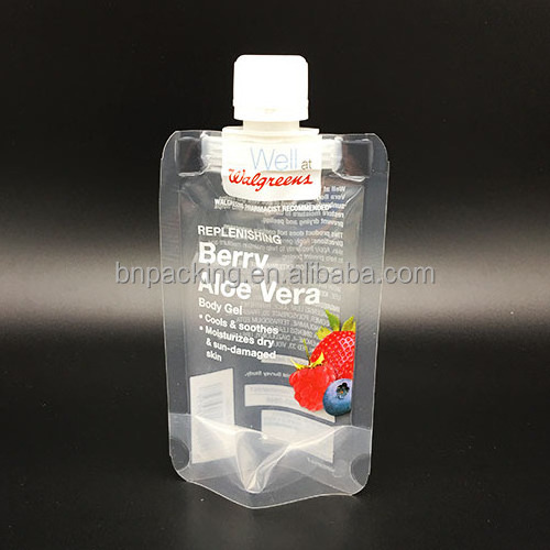 High quality transparent nylon bag 100ml pouch clear spout drink pouch