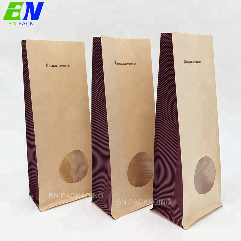 Food grade kraft paper box bottom seasoning sachet packets packaging with oval window