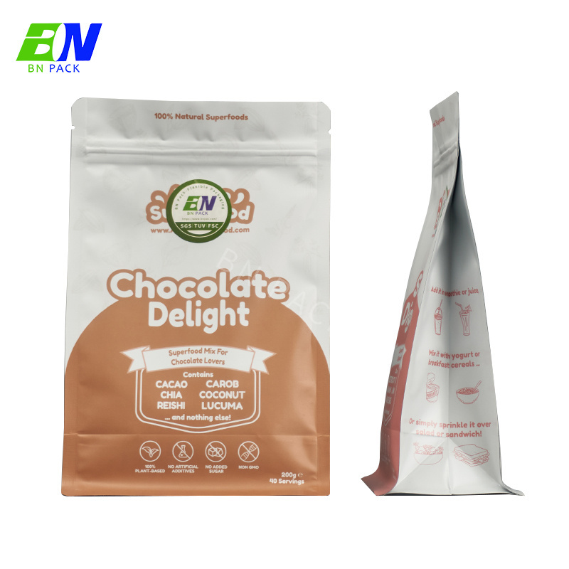 Custom Printing Resealable Moisture Proof Flat Bottom Plastic Coffee Bean Packaging Bag With One Way Valve