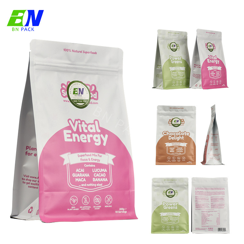 Custom Printing Resealable Moisture Proof Flat Bottom Plastic Coffee Bean Packaging Bag With One Way Valve