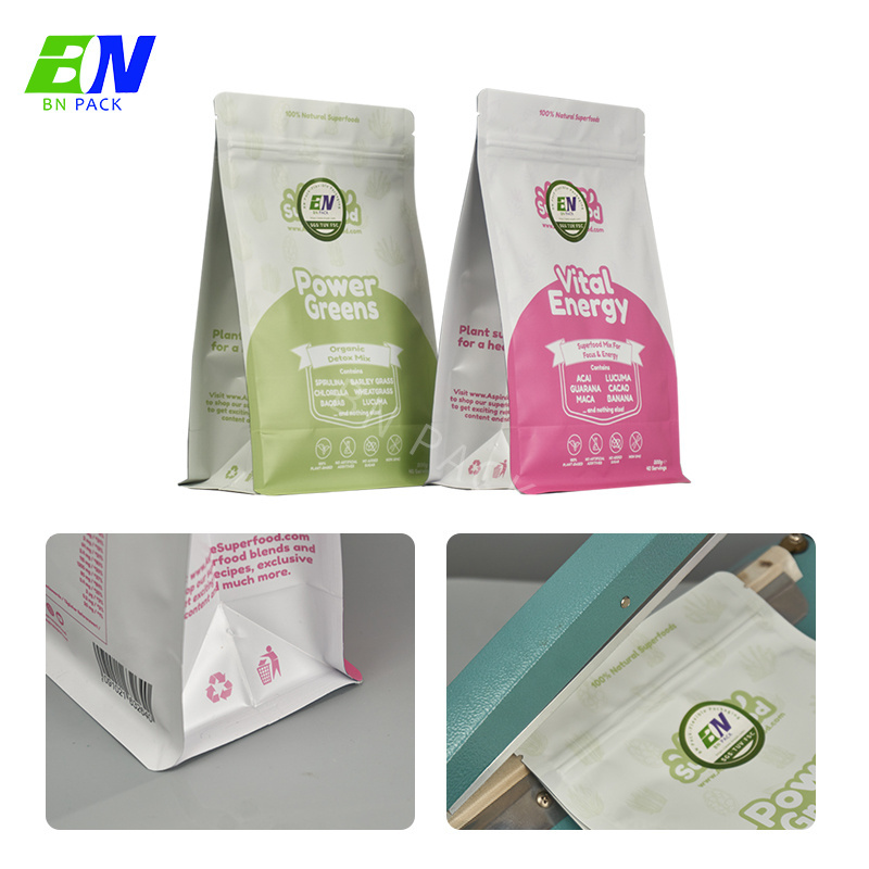 Custom Printing Resealable Moisture Proof Flat Bottom Plastic Coffee Bean Packaging Bag With One Way Valve