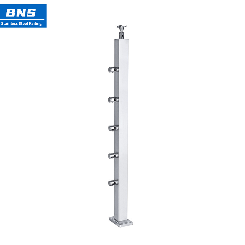 BNS High quality stainless steel balcony pipe railings Stair Fence Stainless Steel Glass Railing Staircase Post