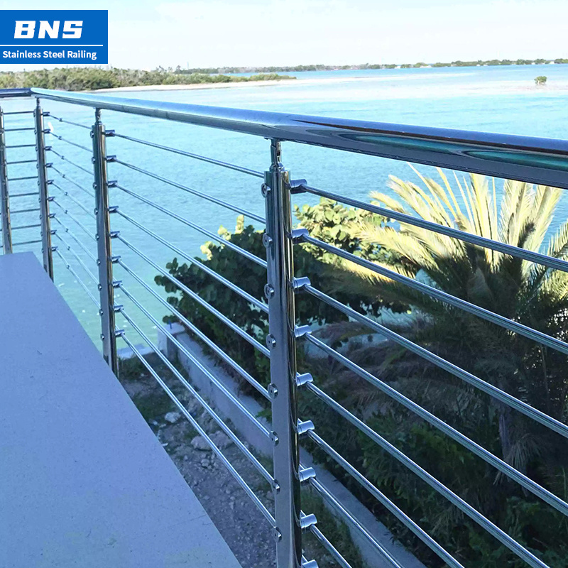 Interior Exterior Balcony Terrance Pipe Railing Modern Designs Stair Deck Baluster Stainless Steel Round Tube Rod Railing