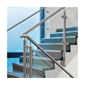 Stainless steel 304 balcony glass railing factory outlet balustrade stair handrail glass hardware Tempered Glass Railing