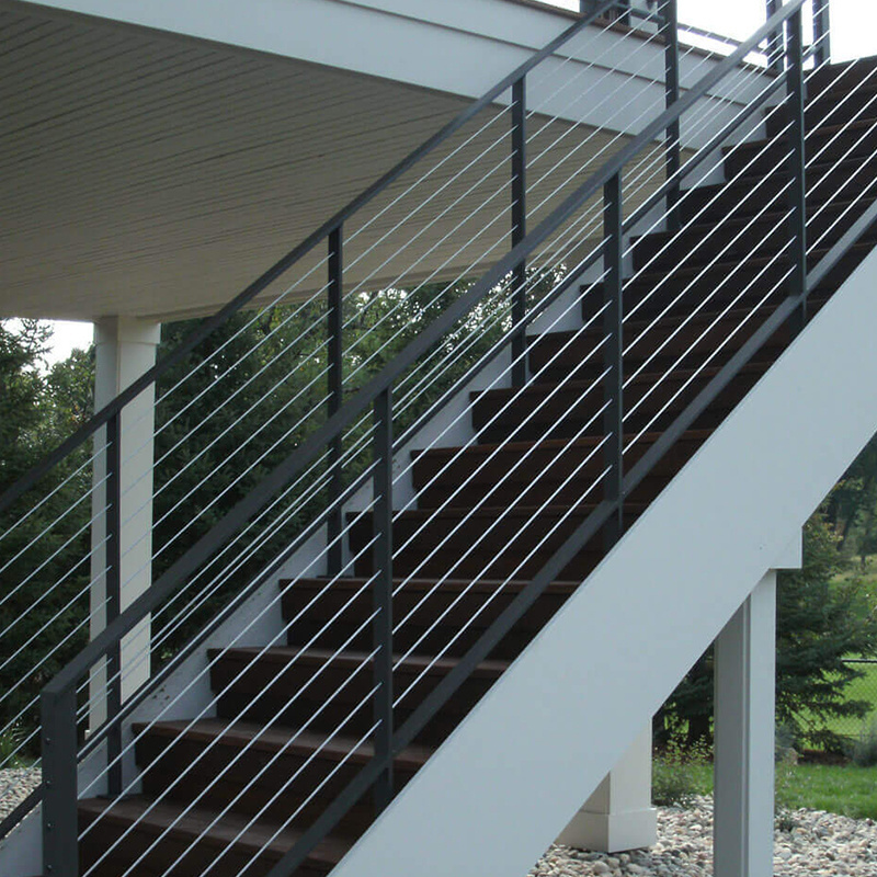 BNS stainless balustrade black cable railing system low maintenance outdoor side mounted balcony cable railing post