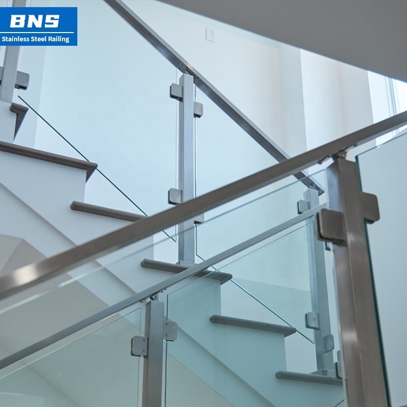 BNS Modern new design stainless steel handrail stair balcony tempered glass railing Stainless Steel Handrail Balustrade