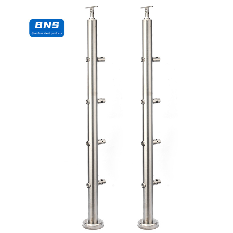 BNS Simple Design Balcony Cross tube Balustrades Handrails Stainless Steel Stair Pipe Railing