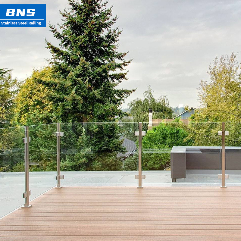 BNS High Quality Frameless Glass Railing HandRails Modern Stainless Steel Beautiful Glass Balustrade For Stair Balcony