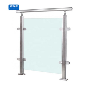 BNS Modern new design stainless steel handrail stair balcony tempered glass railing Stainless Steel Handrail Balustrade