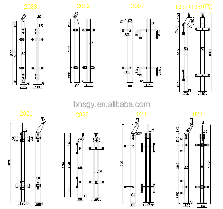 BNS Modern new design stainless steel handrail stair balcony tempered glass railing Stainless Steel Handrail Balustrade