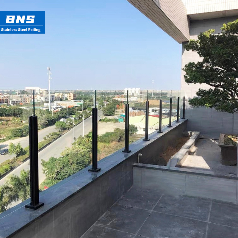 BNS Modern Design Guard Railing Glass System Stainless Steel Frameless Glass Balcony Railing Stairs Balustrade Handrail Post