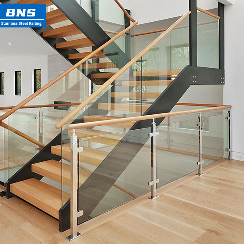 BNS High Quality Frameless Glass Railing HandRails Modern Stainless Steel Beautiful Glass Balustrade For Stair Balcony