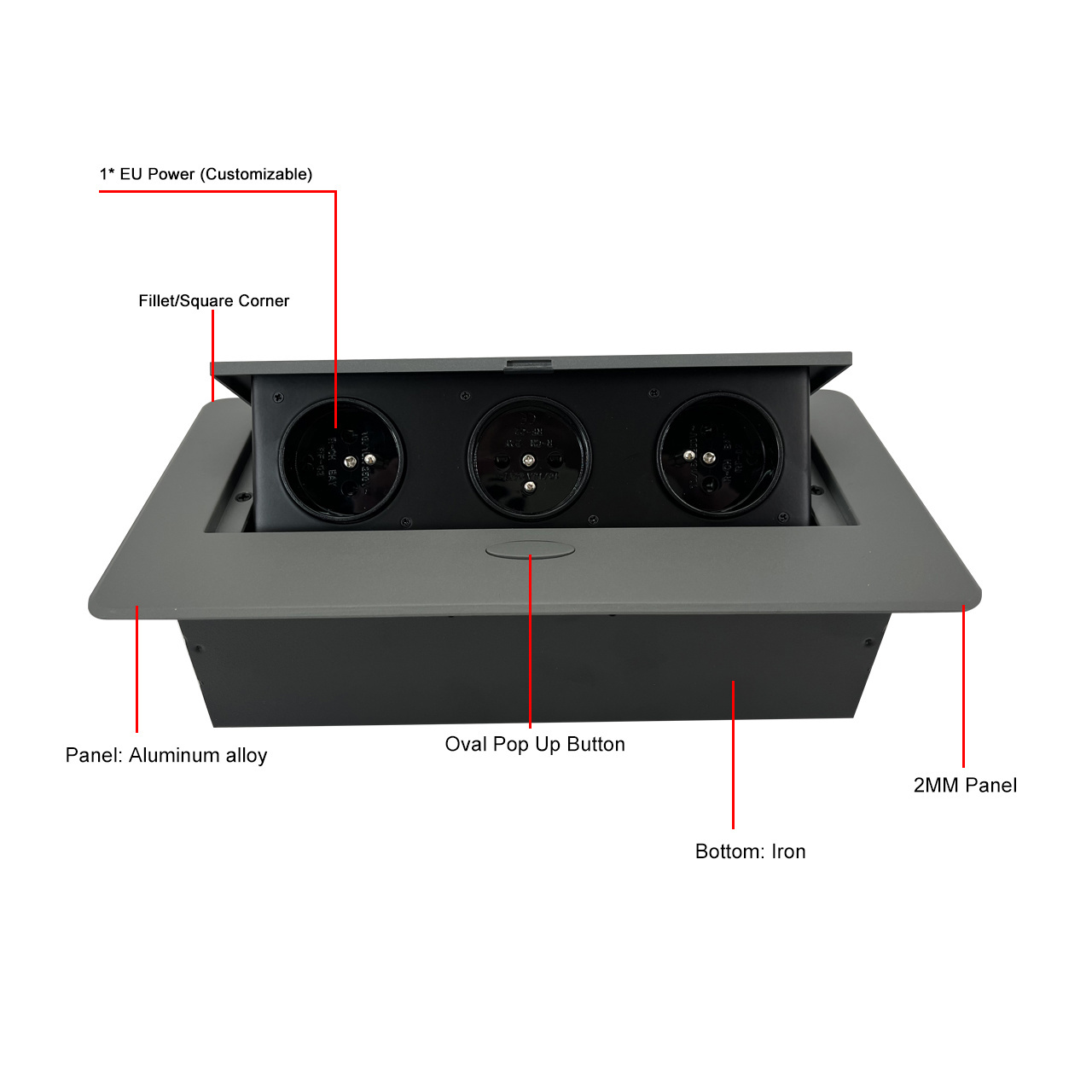 Convenient Hidden Outlet Desk Electric Outlet for EU Furniture Countertop in Functional Environments