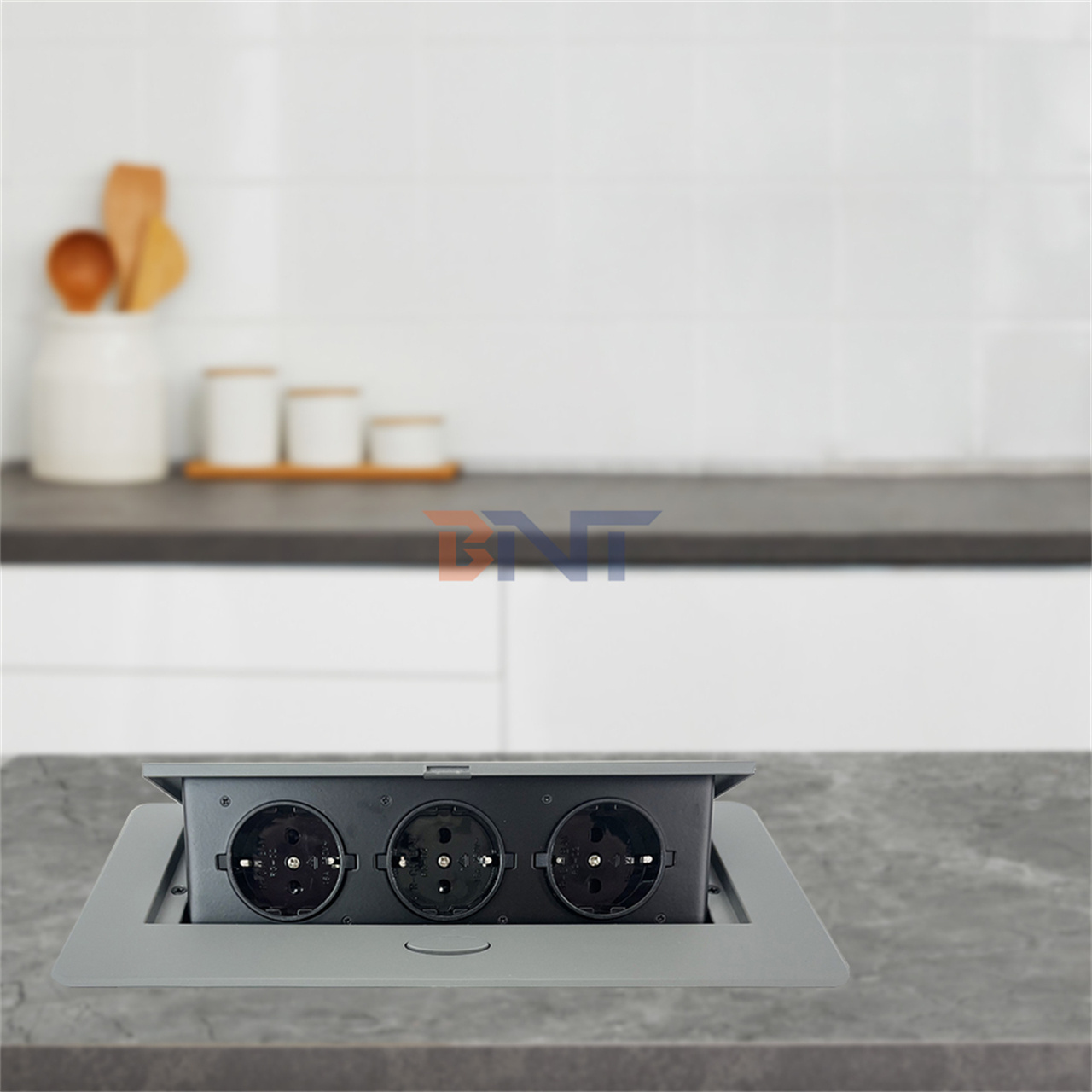 Recessed EU Furniture Countertop Pop Up Desktop Socket Hidden Outlet Desk Electric Outlet