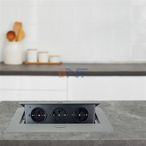 Recessed EU Furniture Countertop Pop Up Desktop Socket Hidden Outlet Desk Electric Outlet for Home Office