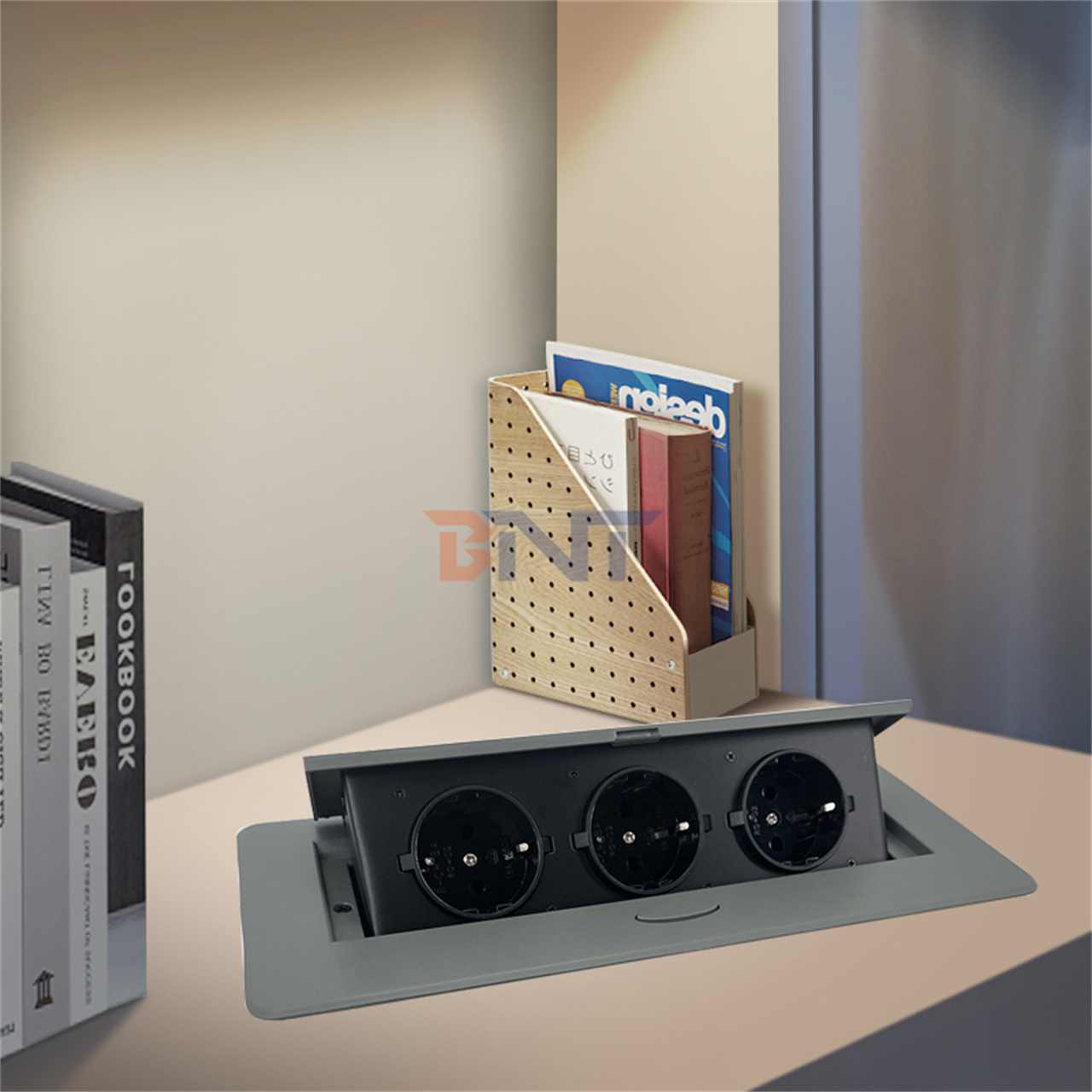 Convenient Hidden Outlet Desk Electric Outlet for EU Furniture Countertop in Functional Environments