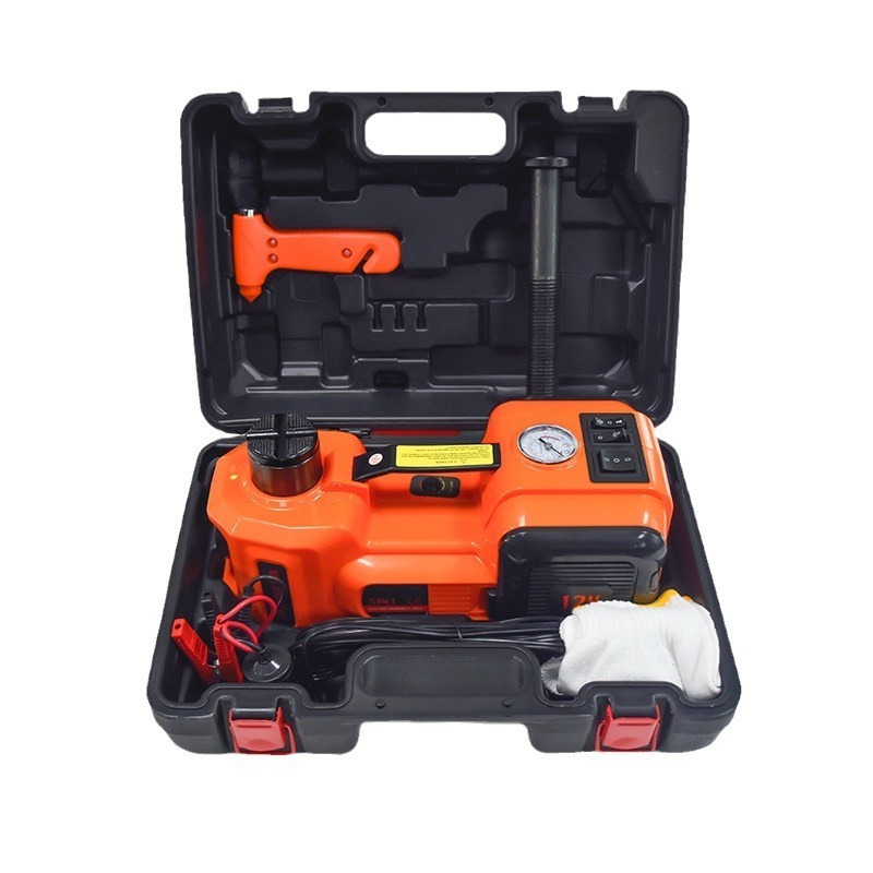 12v Dc Electric Hydraulic Floor Jack Tire Inflator Pump And Led Flashlight 3 In 1 Set With Electric Impact Wrench