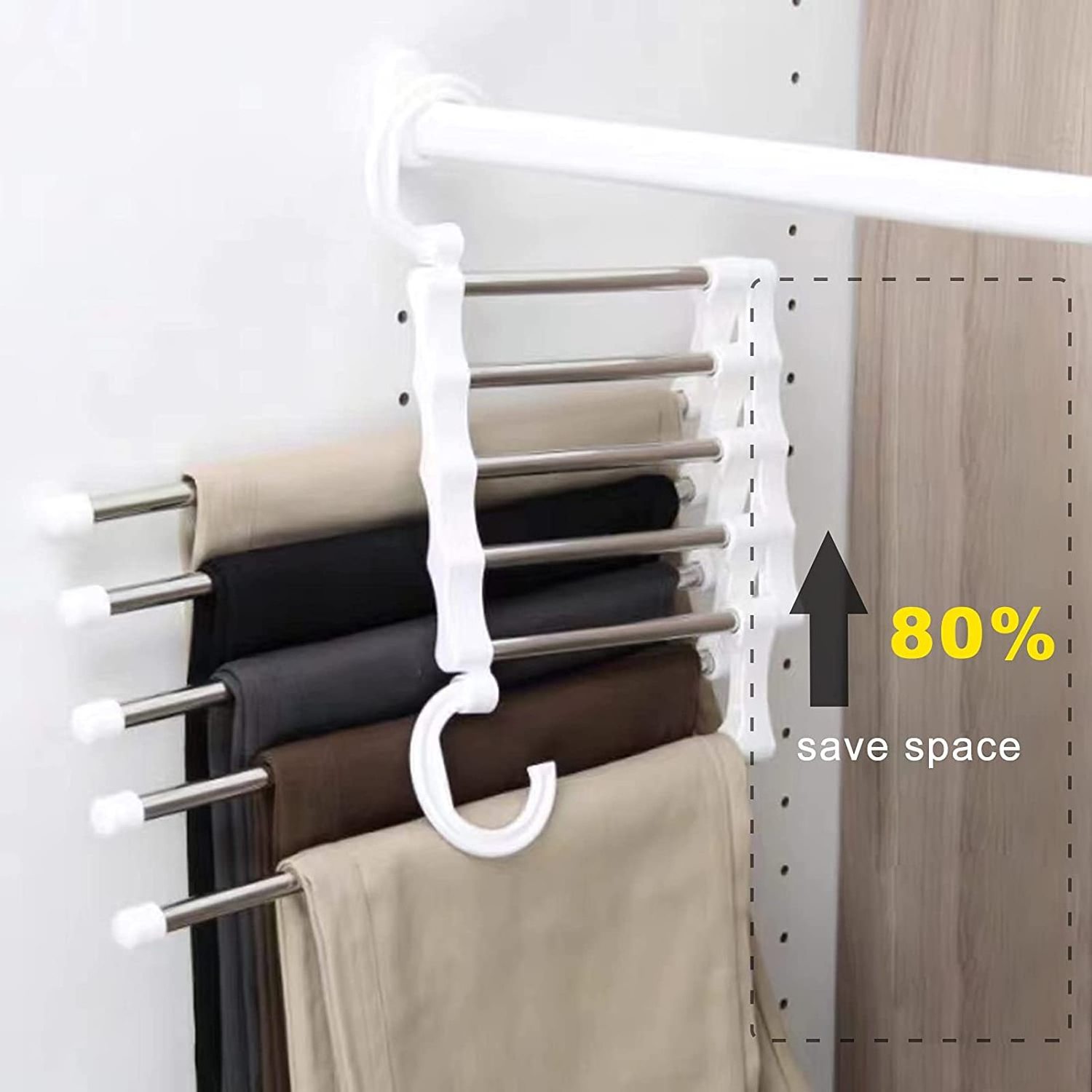 Multi-Functional Magic Folding Pants Hangers Saving Space Non-Slip Clothes Organizer Layered Pants Rack for Trousers Scarf