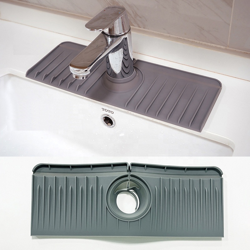 New Upgrade Silicone Faucet Sink Mat Splash Proof Guard Handle Drip Water Catcher Drying Tray Draining Pad  For Kitchen Counter