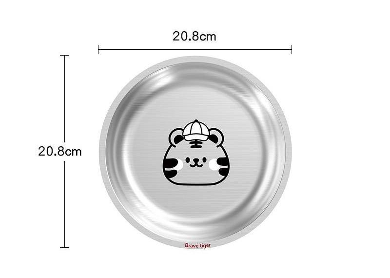 High quality Stainless Steel Kid Dinner Dishes Baby Divided Food Plate Square Round Rectangle 304 Stainless Steel Dinner Plate