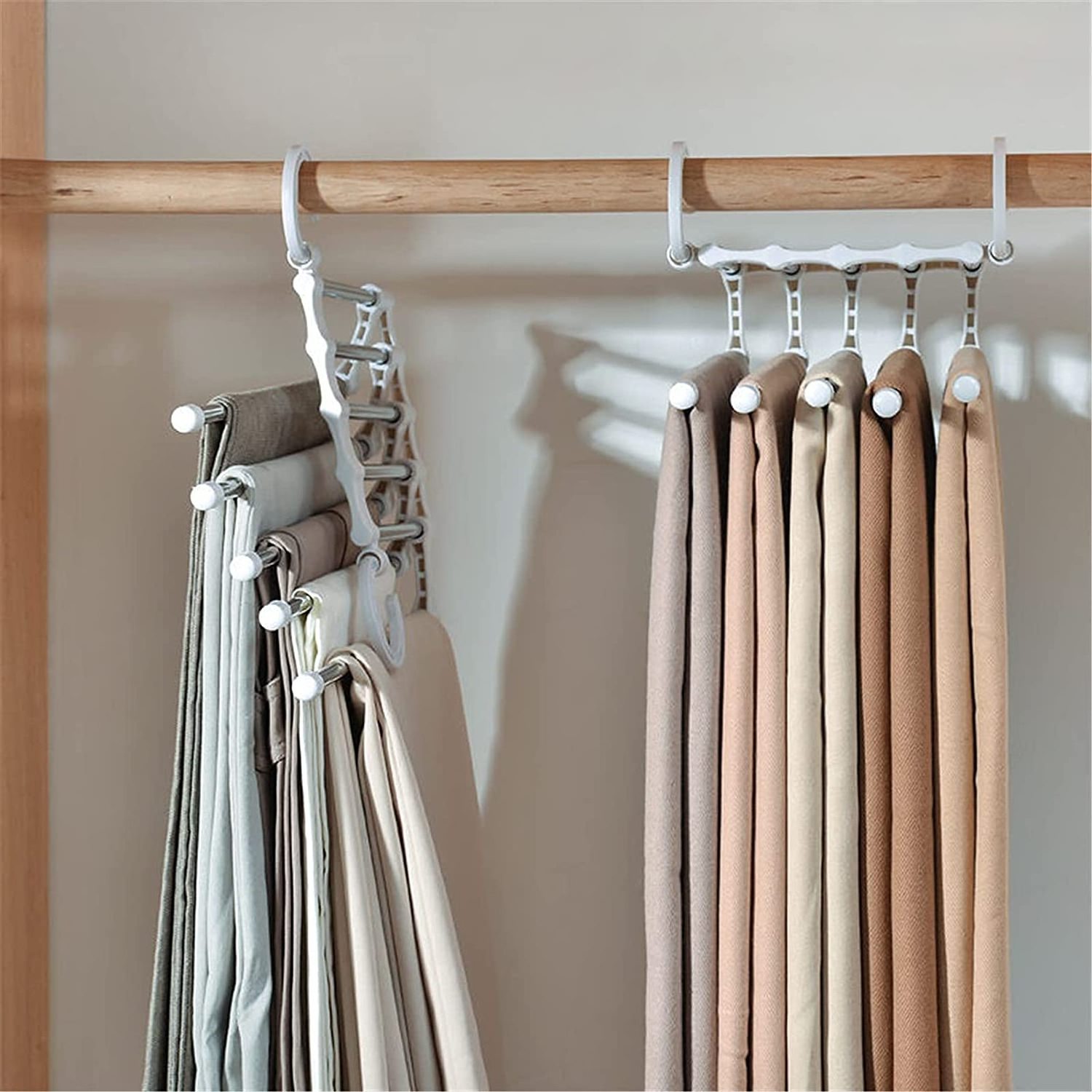 Multi-Functional Magic Folding Pants Hangers Saving Space Non-Slip Clothes Organizer Layered Pants Rack for Trousers Scarf