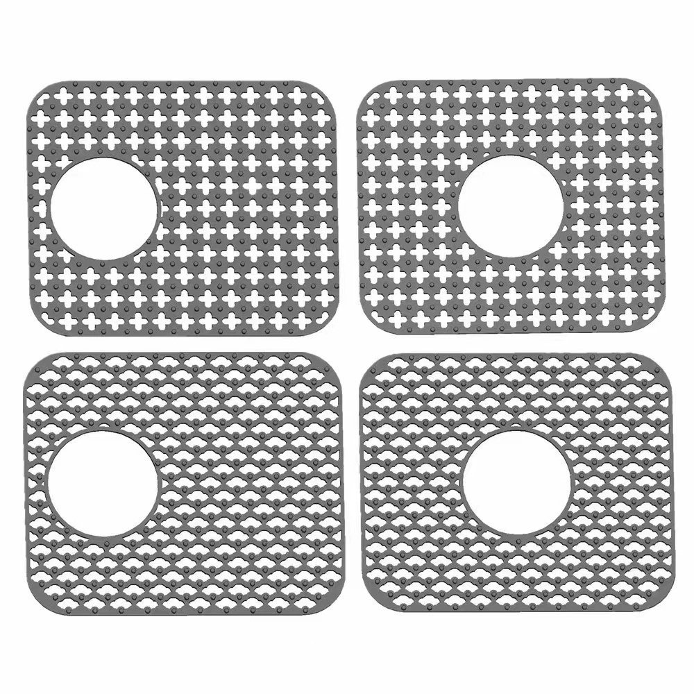 2022 Silicone Sink Mat Foldable Non-Slip Soaking Pad Grid Accessory Rear Drain Kitchen Sink Protector Mats