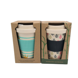 Reusable Bamboo Fibre Cup Eco Friendly Travel Coffee Tea Drinks Mug 12OZ Gift