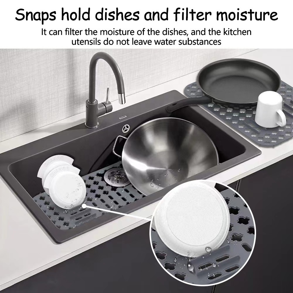 2022 New Silicone Sink Protector Mat Pad Grid Sink Drain Strainer Silicone Filter Wash Basin Kitchen Cutting Drain Hole For Sink