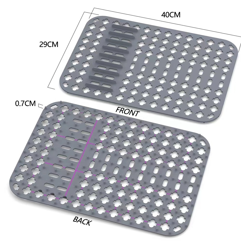 2022 New Silicone Sink Protector Mat Pad Grid Sink Drain Strainer Silicone Filter Wash Basin Kitchen Cutting Drain Hole For Sink