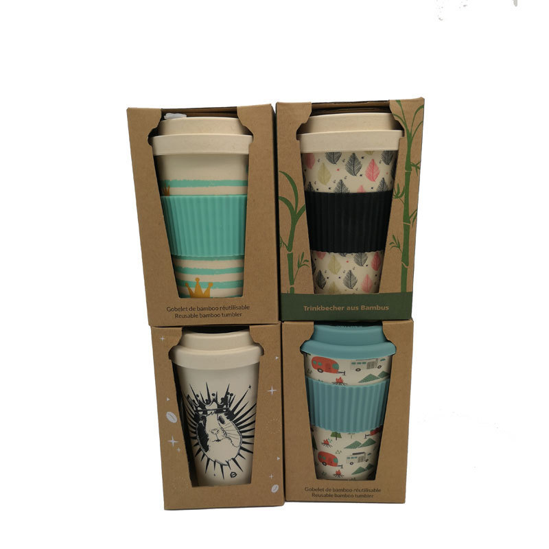 Reusable Bamboo Fibre Cup Eco Friendly Travel Coffee Tea Drinks Mug 12OZ Gift