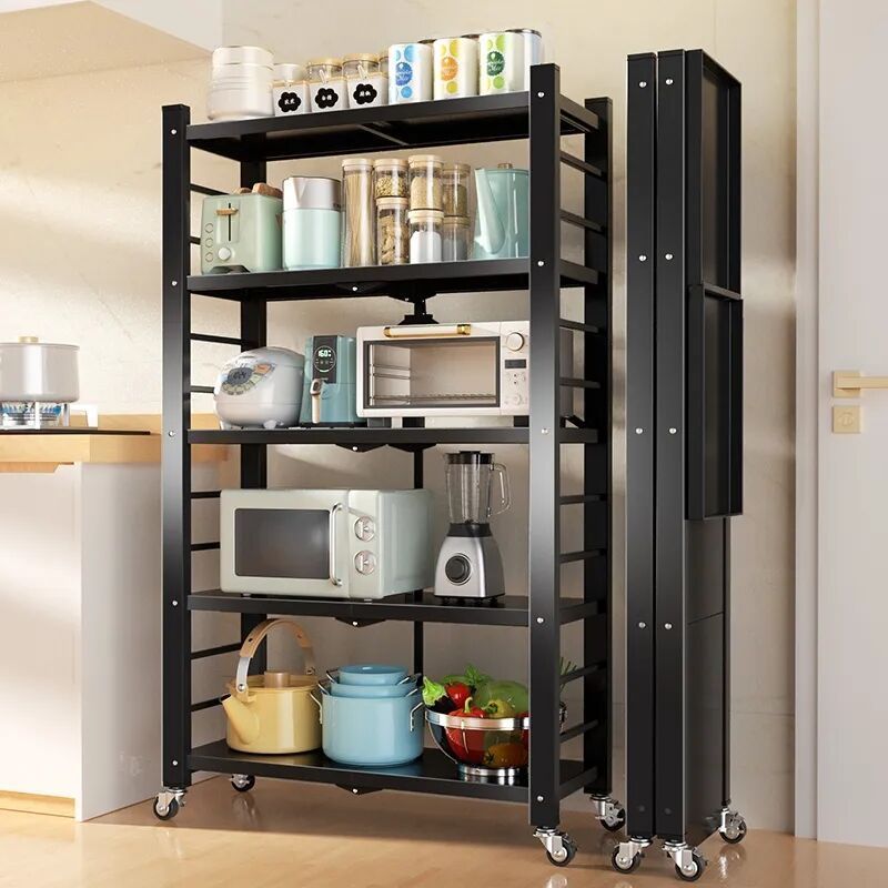 3 tier foldable household sundries movable bookshelf storage racks & shelving units organizer shelf racking for kitchen