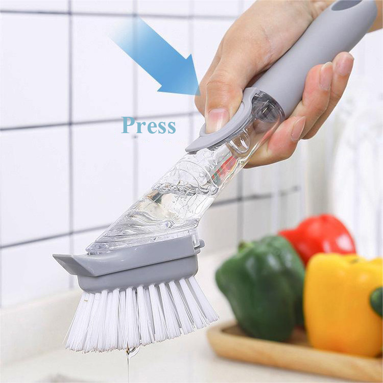 Window cleaning brush refillable liquid dish cleaning brush with replaceable brush head