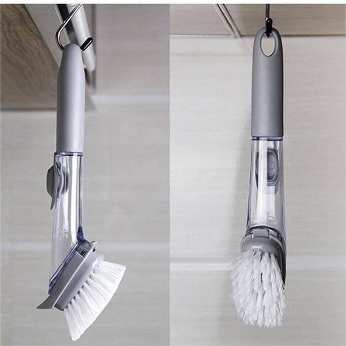 Window cleaning brush refillable liquid dish cleaning brush with replaceable brush head