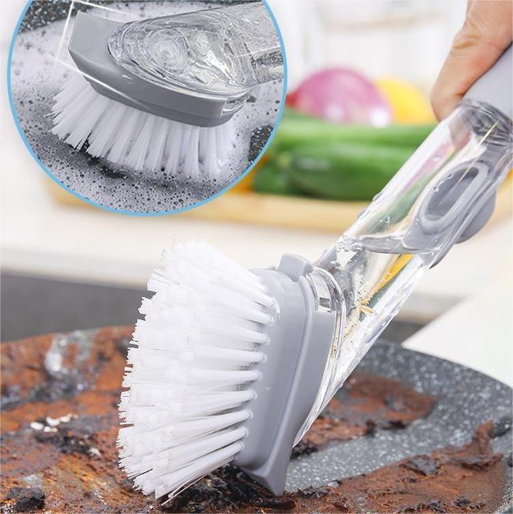 Window cleaning brush refillable liquid dish cleaning brush with replaceable brush head