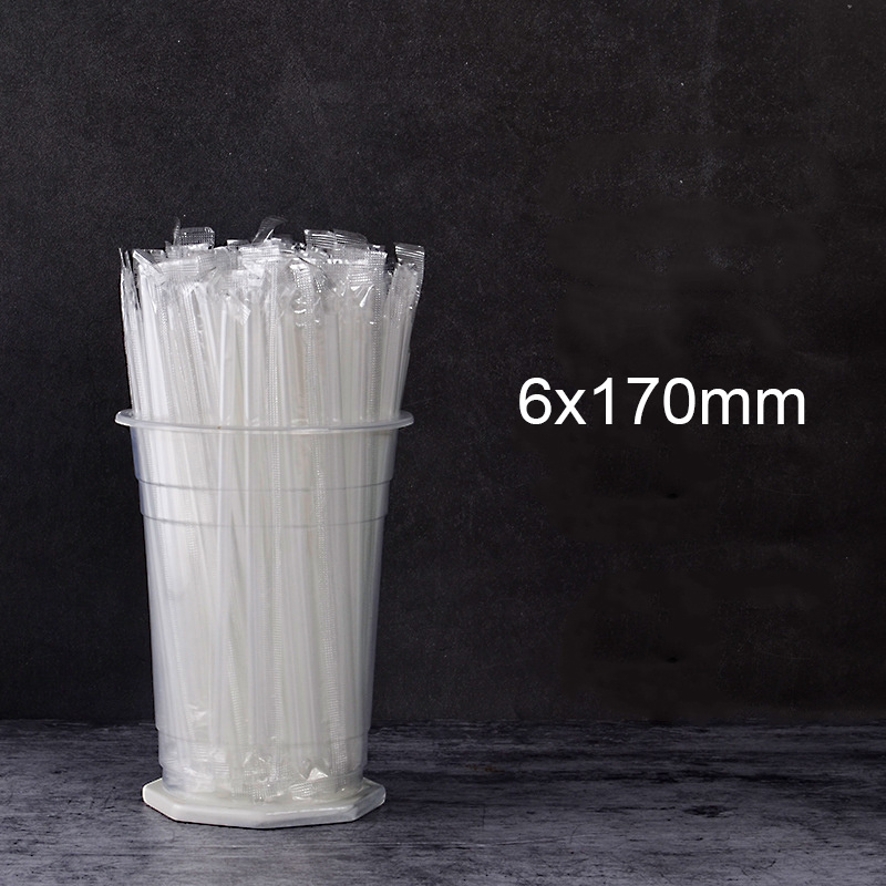 PP Transparent 6x170mm Diameter Straws Disposable Straight Plastic Straws for Juice Drinks