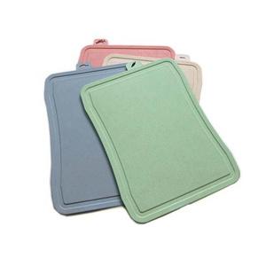 Biodegradable mini camping smart coloured wheat straw rice husk fiber heat resistant pp plastic cutting chopping board set