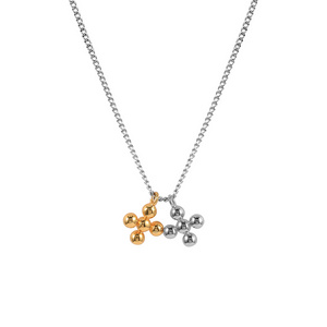 Wholesale Fashion Brass Rhodium Plated 2 Glossy Ball Cross Pendant Necklace Jewelry