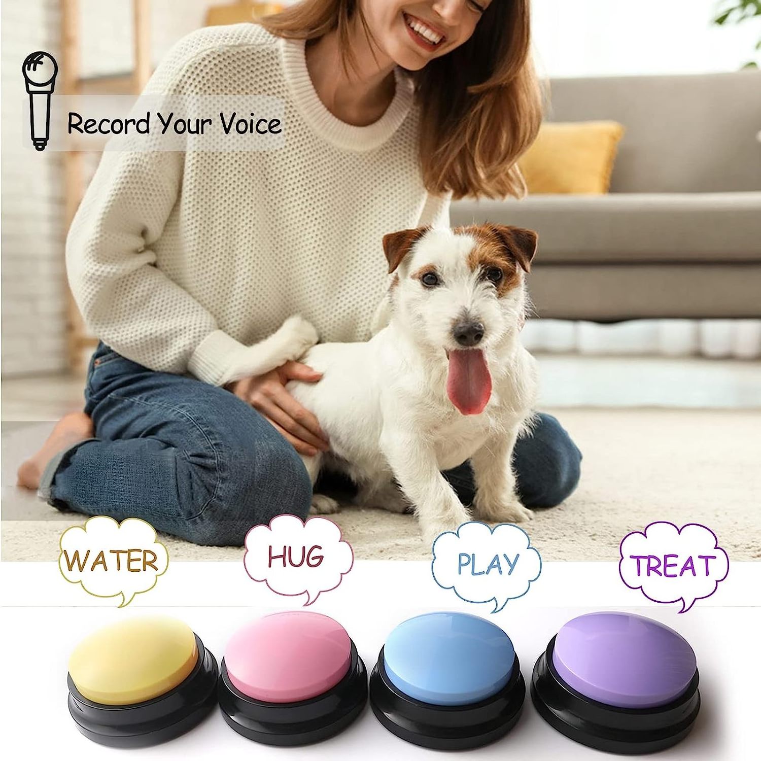 Voice Recording Button Dog Buttons for Communication Pet Training Buzzer 30 Second Record & Playback Funny Gift