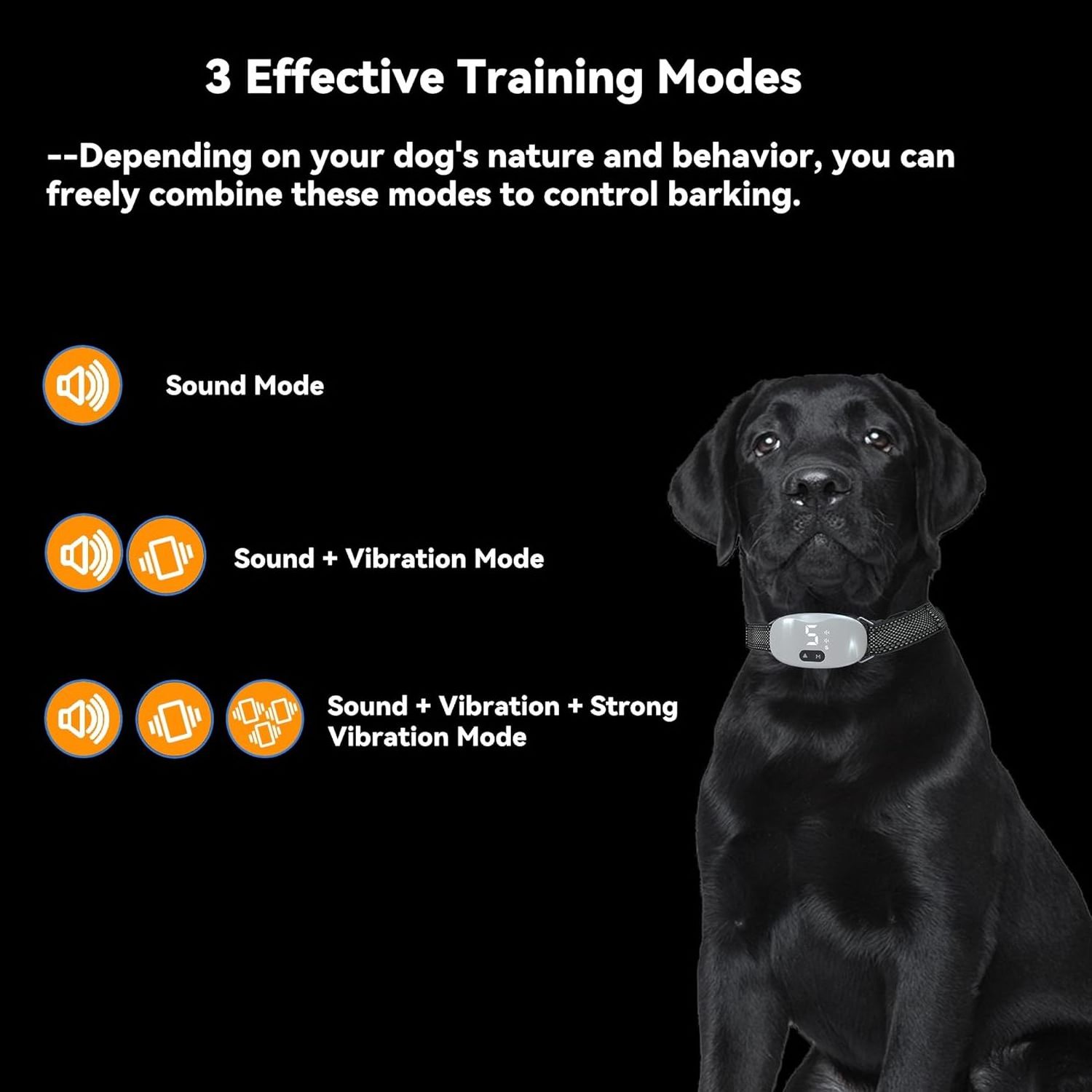 NO Shock Humane Barking Collar with Adjustable Sensitivity Sound and Vibration Dog Rechargeable Anti Barking Training Collar