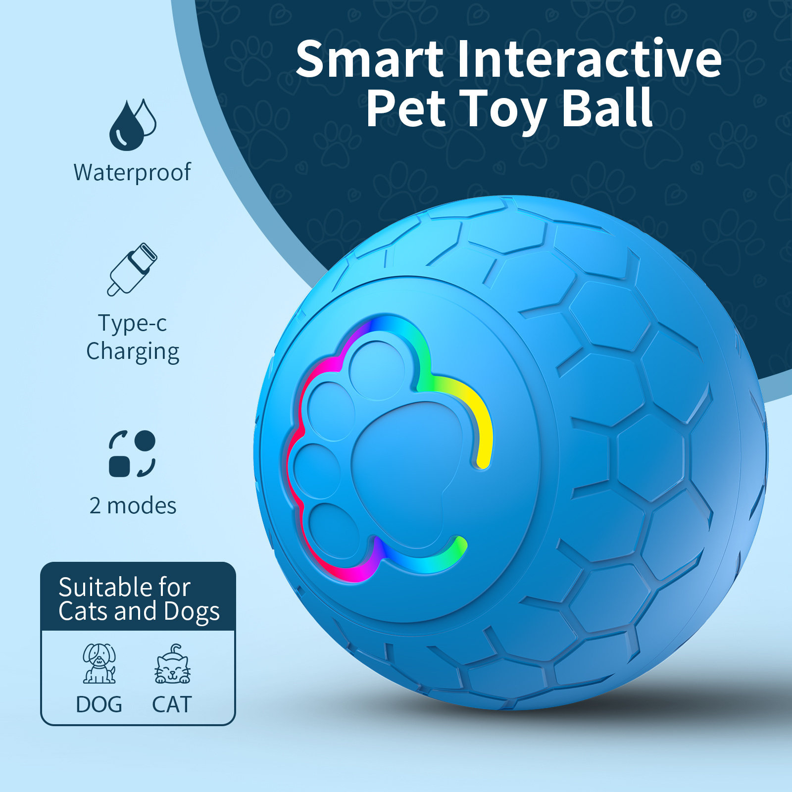 Toy Dog Automatic Rolling Smart Stay Modes USB Safe Soft Silicone Interactive Cat Dog Toy Balls Pet Chew Toys