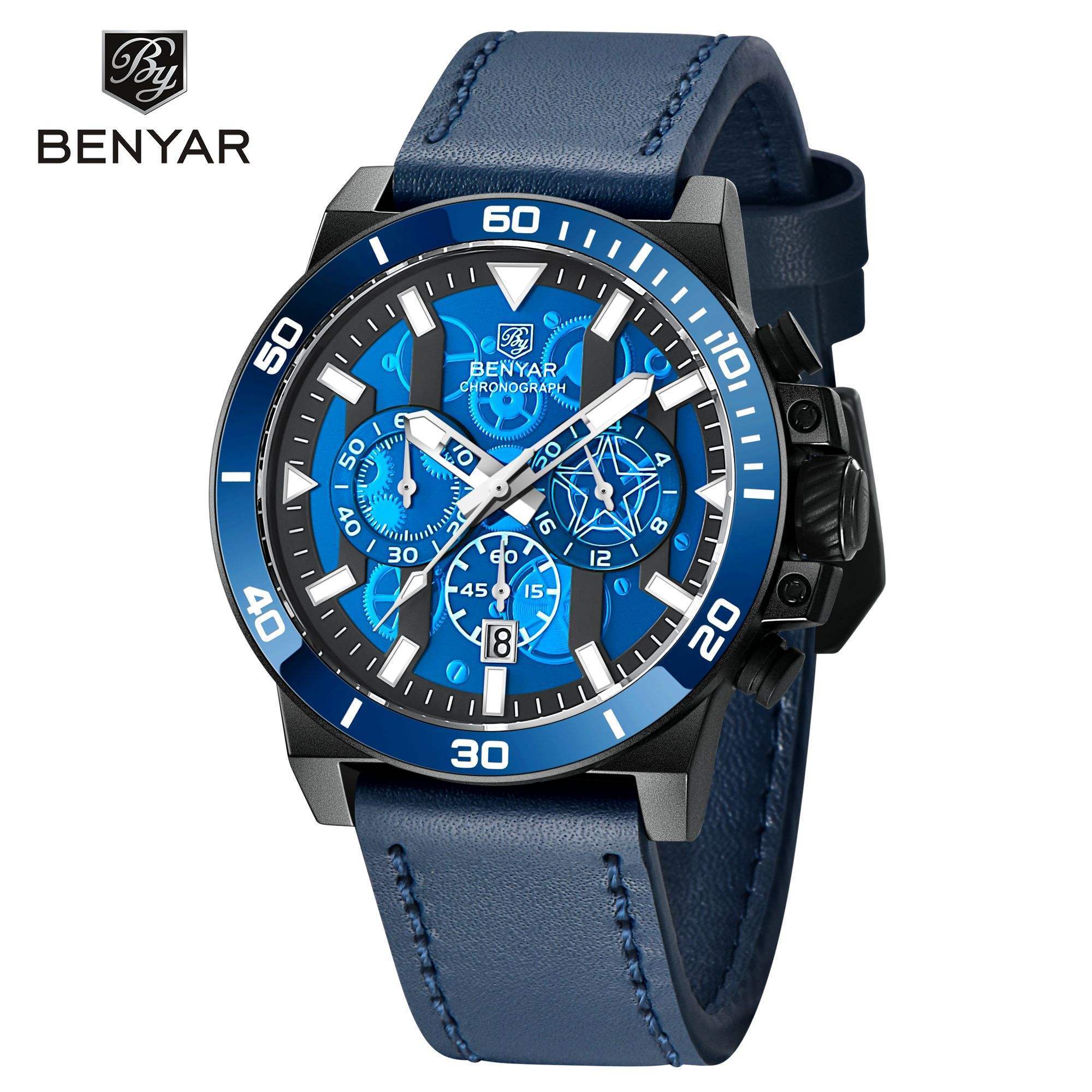 New BENYAR 5197 Stylish 5Bar Waterproof Wrist Watches Stainless Steel Quartz Watch Sapphire Glass Luxury Men Watch Reloj Hombre