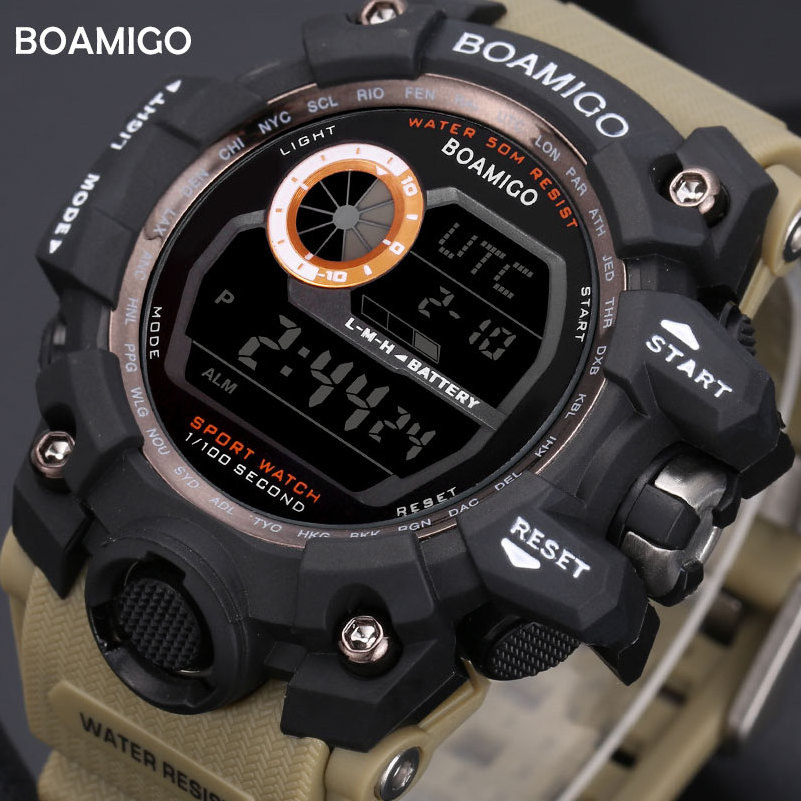 BOAMIGO  Men's Fashion Sports Digital Watch Waterproof Chronograph Youth  children kids Electronic  men Watch