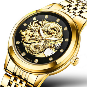 TEVISE Watch 9006 Fashion Automatic Mechanical Mens Watch Dragon Stainless Steel Waterproof Wristwatches Clock Relogio Masculino